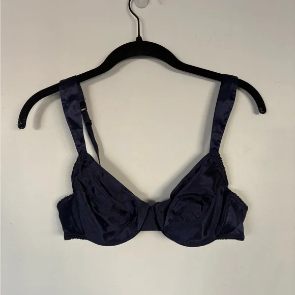 Vintage Victoria's Secret Midnight Blue Satin Bra - Picture 5 of 5